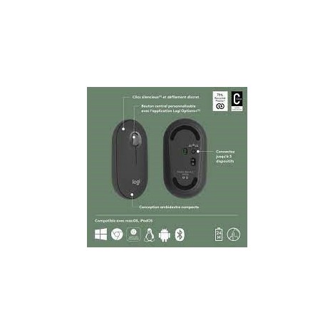 Souris Logitech Peblle Mouse 2 M50s sans fil graphite