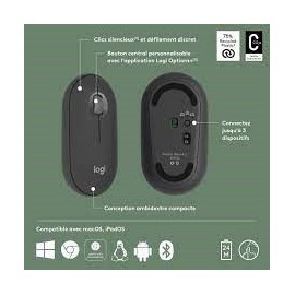 Souris Logitech Peblle Mouse 2 M50s sans fil graphite